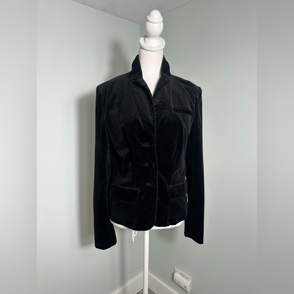 Calvin Klein Velvet Black Blazer Size 6 - Picture 3 of 14